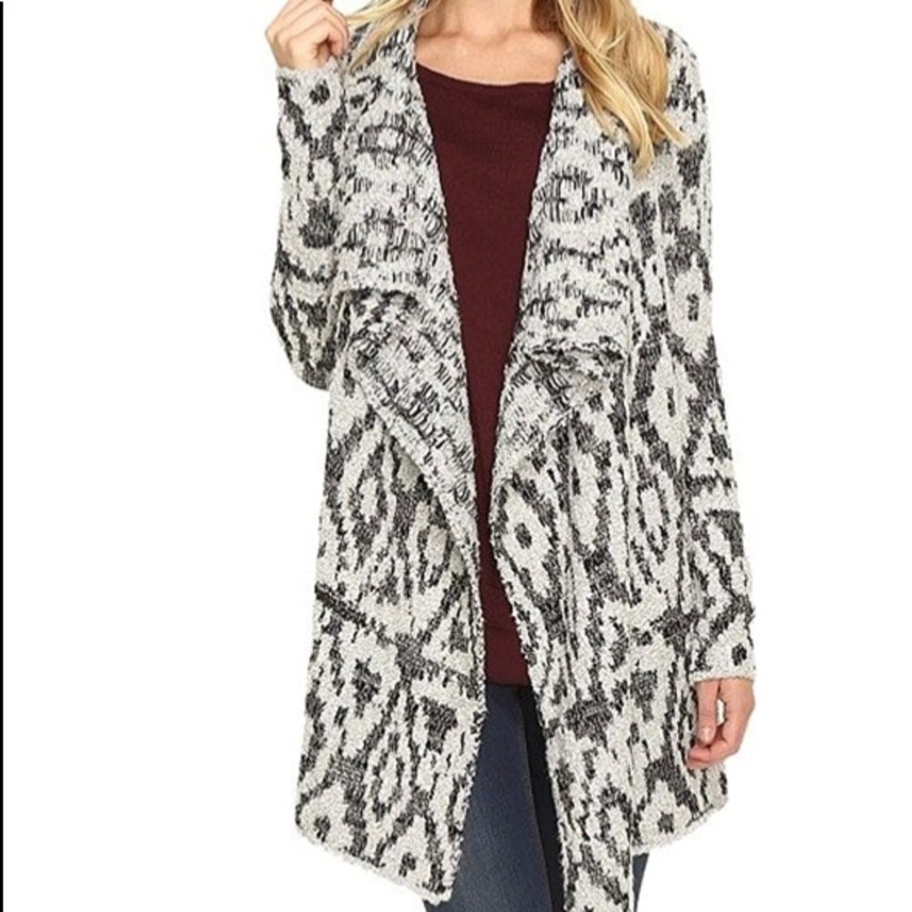 Lucky Brand gray/black metallic boucle cardigan, S
